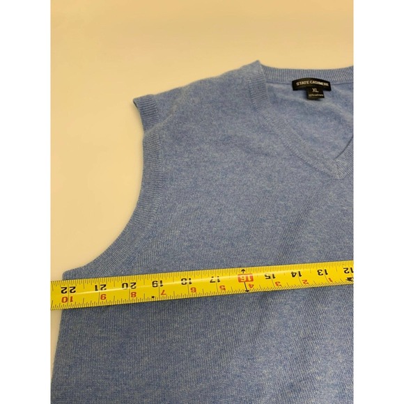 State Cashmere Men’s Classic Sleeveless Sweater Vest Blue XL Men's A40 - Picture 3 of 6